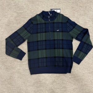 NWT! Boy’s Vineyard Vines Boathouse Plaid 1/4 Zip Sweater